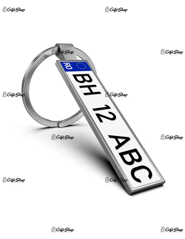 .breloc cu 2 fete dreptunghi metal auto